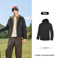 乔丹金标P棉|跑步棉服男士户外防泼水外套冬季棉衣保暖运动服男装 黑色