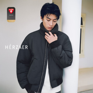 RESTICKHERZAER Mo*cler同源 可脱卸摇粒绒毛领翻领133G金标P棉飞行夹克 灰杏 M