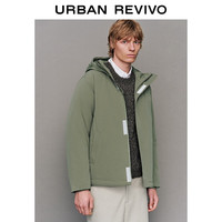 UR2025冬季男装流光风气质连帽抽绳羽绒服UMM150024 灰绿 L