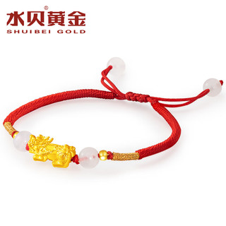 水贝黄金足金999貔貅手绳男女款带黑绳送闺蜜 （红绳）貔貅手绳+金重约0.33克