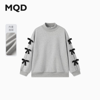 马骑顿（MQD）MQD冬季女大童潮酷休闲运动加绒保暖半高领卫衣 浅麻灰 140