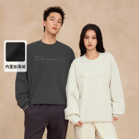保暖服饰：Champion 男女同款 刺绣草写logo加绒圆领卫衣 U5CSWSM048