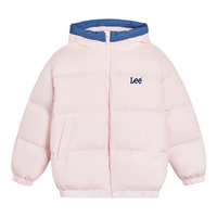李 Lee儿童面包羽绒服短款男女款轻薄连帽保暖鸭绒秋冬初中生外套童装 粉红色 120 cm