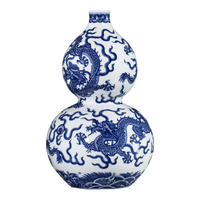 宁封窑景德镇陶瓷器青花瓷龙纹葫芦瓶玄关公司客厅家居装饰摆件花瓶 仿清乾隆青花五龙葫芦瓶