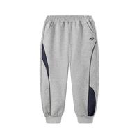 马骑顿 男童25秋街潮撞色分割线宽松束脚针织裤卫裤跑步 浅麻灰 130