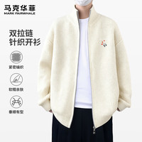 马克华菲(MARK FAIRWHALE)双开针织开衫毛衣男款oversize宽松潮流街头风秋冬款百搭个性外搭 【双开针织衫】-白#JMK红爱心熊 XL