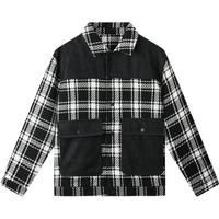 gxgjeans 格子牛仔拼接翻领羽绒服