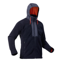 迪卡侬户外徒步羊羔绒连帽卫衣加厚抓绒休闲外套砚青色M-4531823