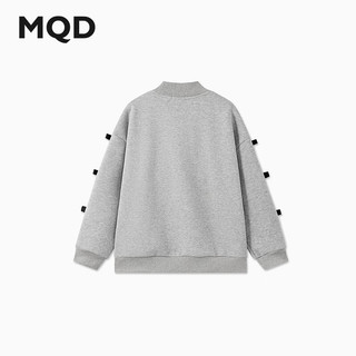 马骑顿（MQD）MQD冬季女大童潮酷休闲运动加绒保暖半高领卫衣 浅麻灰 140
