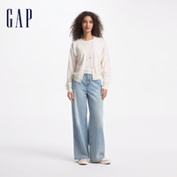 GAP女装可机洗抗静电纯羊毛V领针织开衫上衣638254 米色 160/80A(S)亚洲尺码