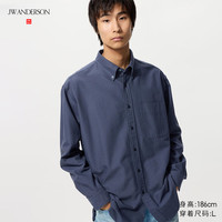 优衣库合作款/男装女装牛津纺宽松衬衫/长袖衬衣479996 68 深蓝色 L