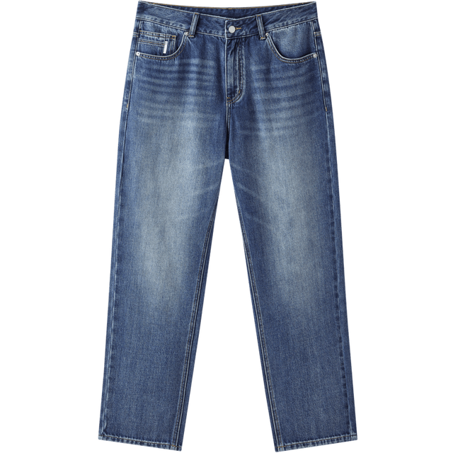 gxgjeans 美式水洗复古基础宽松牛仔裤 蓝色