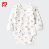 优衣库婴幼儿宝宝包臀衣长袖1件装婴儿衣服连体包屁衣哈衣481862 01 乳白色 80cm