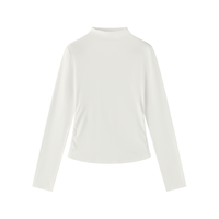 茵曼 【纯色上衣】正肩半高领打底衫25年秋季褶皱收腰显瘦长袖女