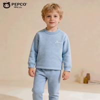 PEPCO/小猪班纳 儿童加绒加厚保暖内衣套装 160cm 蓝色