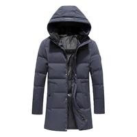 雪中飞【爸爸款】秋冬时尚休闲连帽防风中长款中老保暖羽绒服男 钢铁灰 M 170