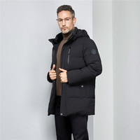 雪中飞【爸爸款】秋冬时尚休闲连帽防风中长款中老保暖羽绒服男 黑色 2XL 185