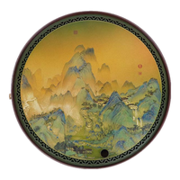古歌元作新中式茶盘千里江山图茶盘干泡台两用储水排水圆形铜彩烧电木茶盘 千里江山图【铜+电木】