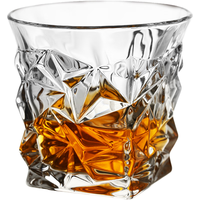 卡汐沐水晶玻璃创意威士忌鸡尾酒杯套装洋酒杯古典杯子不倒翁杯酒吧啤酒 竖纹古典款- 300ml