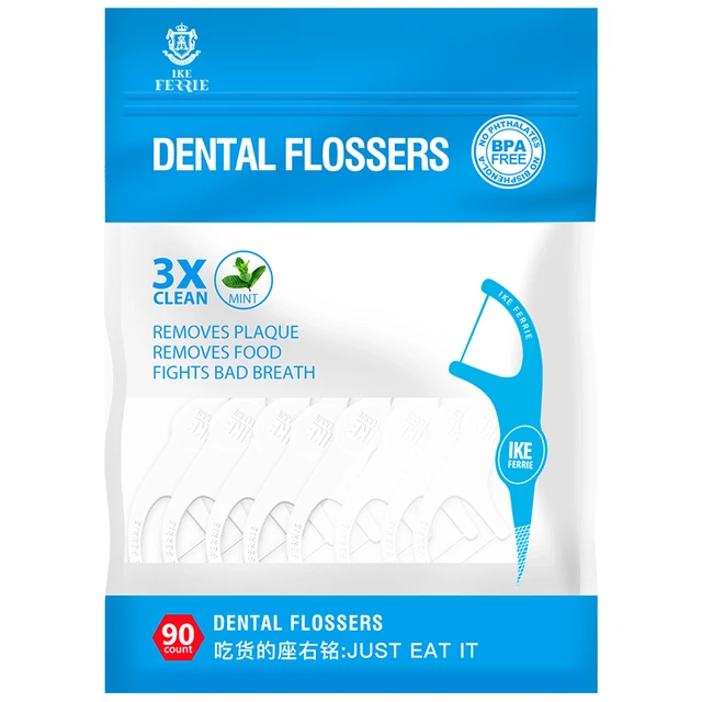 IKEFERRIE 艾克弗瑞 牙签清洁牙缝袋装薄荷味 薄荷味-细滑牙线90支