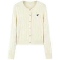 太平鸟miu系圆领绞花针织线开衫女2025秋装品质软糯针织上衣