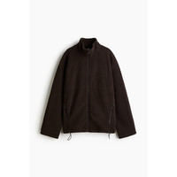 H&M HM女装短外套2025秋季新款气质拉链式泰迪熊酒红色卫衣1301035