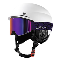蕉牛滑雪头盔雪镜一体式单双板滑雪护具男女成人防撞保暖透气滑雪装备 K10白+X20酱紫色 【超大视野】 L码-适合女生（头围53-58cm）