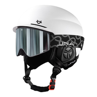 蕉牛滑雪头盔雪镜一体式单双板滑雪护具男女成人防撞保暖透气滑雪装备 K10白+X20冰川银 【超大视野】 L码-适合女生（头围53-58cm）