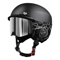 蕉牛滑雪头盔雪镜一体式单双板滑雪护具男女成人防撞保暖透气滑雪装备 K10黑+X30冰川银 【磁吸全屏】 L码-适合女生（头围53-58cm）