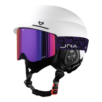 蕉牛滑雪头盔雪镜一体式单双板滑雪护具男女成人防撞保暖透气滑雪装备 K10白+X30酱紫色 【磁吸全屏】 XL码-适合男生（头围58-62cm）