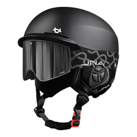 蕉牛滑雪头盔雪镜一体式单双板滑雪护具男女成人防撞保暖透气滑雪装备 K10黑+X20黑武士 【超大视野】 XL码-适合男生（头围58-62cm）