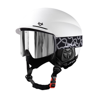 蕉牛滑雪头盔雪镜一体式单双板滑雪护具男女成人防撞保暖透气滑雪装备 K10白+X50冰川银 【翻盖磁吸】 L码-适合女生（头围53-58cm）