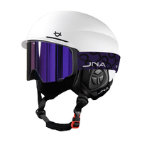 蕉牛滑雪头盔雪镜一体式单双板滑雪护具男女成人防撞保暖透气滑雪装备 K10白+X50酱紫色 【翻盖磁吸】 L码-适合女生（头围53-58cm）