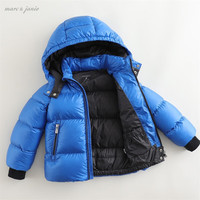 MARC&JANIE【巨厚保暖】马克珍妮童装儿童冬装新年服男童羽绒服外套213685 雀羽蓝 130