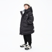 little MO&Co.加厚 童装冬季男童女童中长款连帽保暖羽绒服外套女孩 黑色2 140 140/64