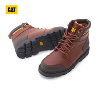 PLUS会员：CAT 男士休闲工鞋经典牛皮面防滑大黄靴工装低靴 棕红