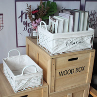 金柳家居收纳篮铁艺桌面零食杂物收纳筐化妆品收纳北欧ins铁艺置物架 白色铁架 大号