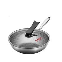 炊大皇 高端304不锈钢平底不粘炒锅 32cm 带盖