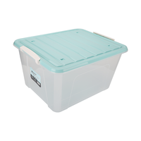 茶花（CHAHUA） 茶花透明磨砂收纳箱整理箱有盖储物盒塑料衣服收纳箱 【86L*2个装】马卡龙蓝（有滑轮） 【PP原生料#收纳箱】 【86升*2只】收纳箱-马卡龙蓝