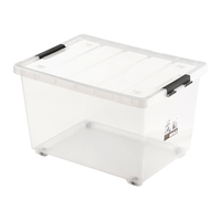 茶花（CHAHUA） 茶花透明磨砂收纳箱整理箱有盖储物盒塑料衣服收纳箱 【90L*3个装】透明色（有滑轮） 【PP原生料#收纳箱】 【90升*3只装】透明色