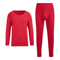 曼妮芬 抗菌保暖内衣男士套装女含羊毛本命年红秋衣裤 红色 （含羊毛） XL 男士180 套装
