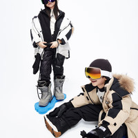 little MO&Co.防泼水 童装冬季男童女童羽绒服儿童外套保暖中长款 浅卡其色 100 110/52