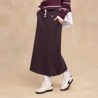 Champion2026春季简约休闲风半身裙女刺绣抽绳红色中长裙