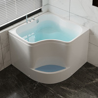 艾吉诺 迷你日式小户型浴缸家用 深泡浴池步入式成人 三角扇形转角 mini 龙头款 0.9m