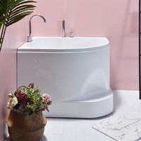艾吉诺 迷你日式小户型浴缸家用 深泡浴池步入式成人 三角扇形转角 mini 新步入式浴缸龙头款 1.1m