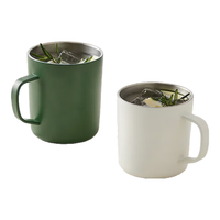 无印良品（無印良品 MUJI）不锈钢双层马克杯 大容量男女办公水杯茶杯咖啡杯 绿色 490ml