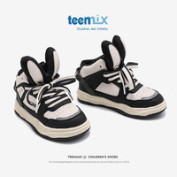 天美意女童板鞋冬季宝宝公主鞋子二棉保暖儿童运动鞋大童 黑色 34