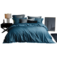 乐蜗家纺LOVO罗莱生活 60S支长绒纯棉缎纹四件套 轻奢被套全棉220*240cm 【轻奢高密60S】帕克里深蓝-床单