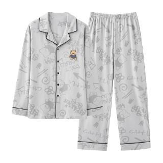 88VIP：顶瓜瓜 睡衣男士春秋款宽松纯棉长袖家居服男款可外穿大码开衫套装