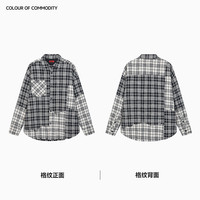 INXX 明星同款 INXX美式宽松保暖不对称格纹拼接刺绣夹棉外套男女同款